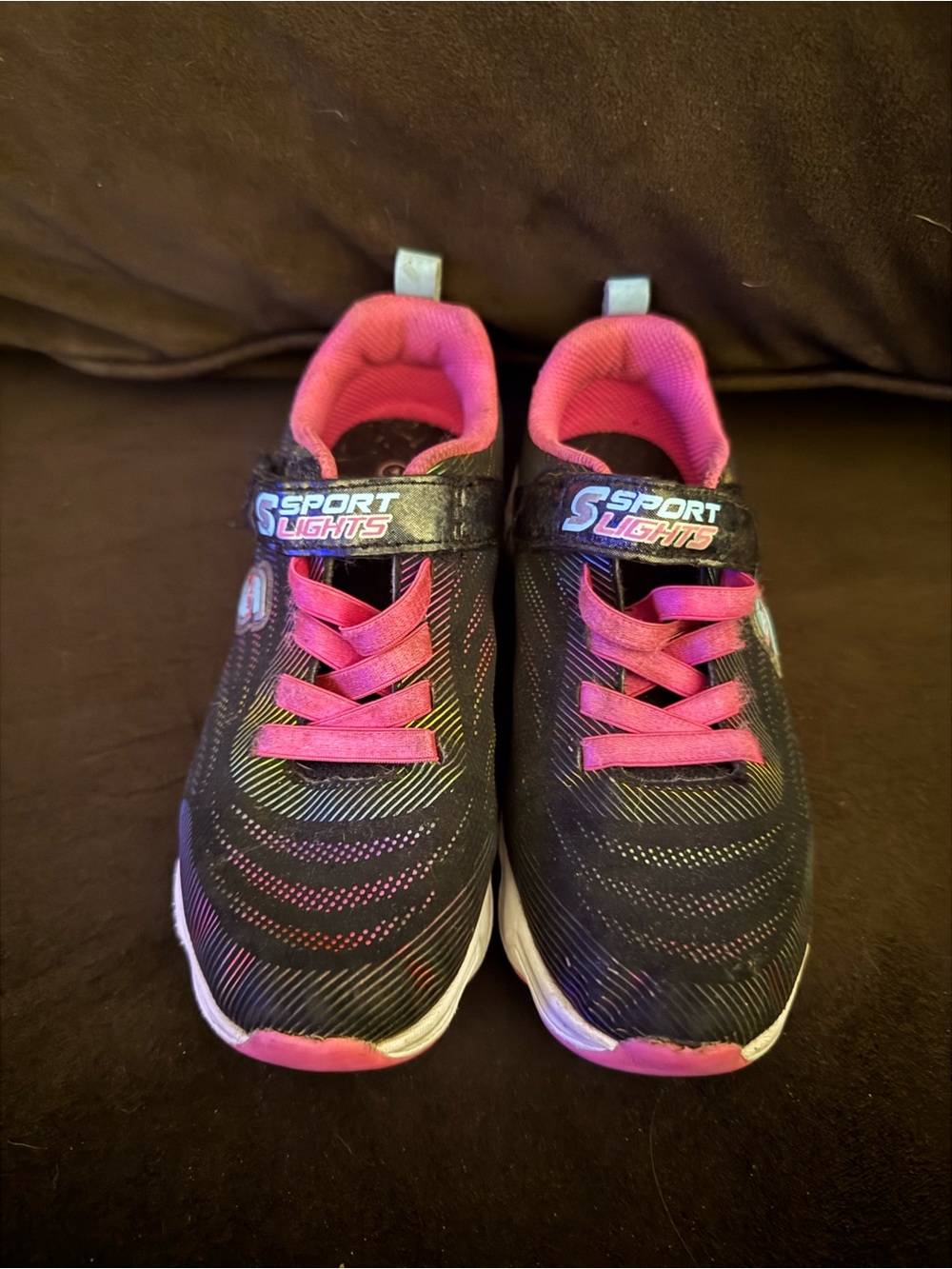 Skechers Kids Black Sneakers with Pink Accents - Light-Up Sport